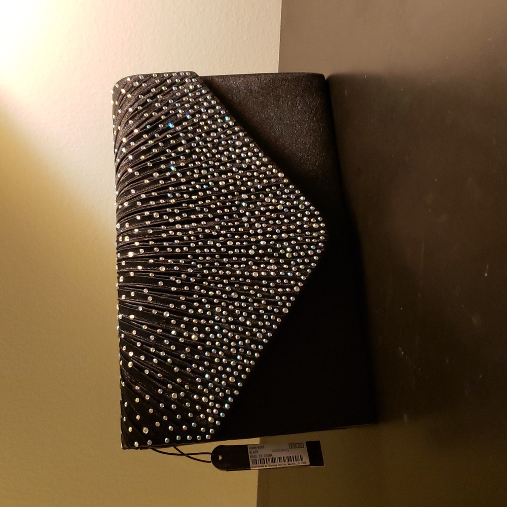 Elegant Black Clutch with Sparkly Accents